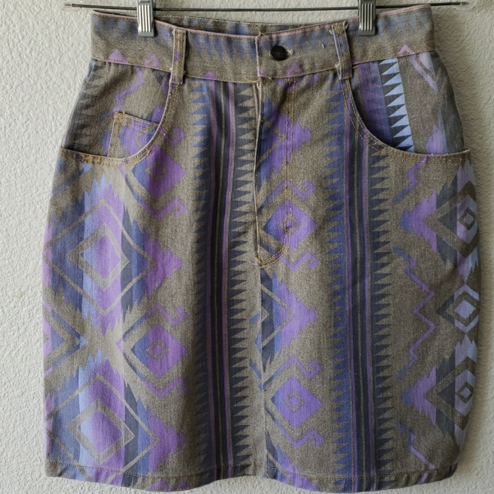 Printed jean skirt